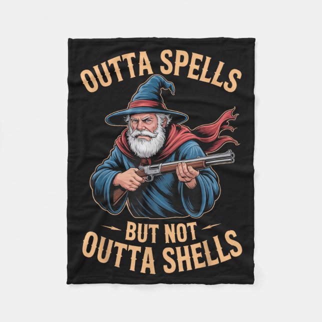 Outta Spells But Not Outta Shells Wizard Fantasy M Fleecedecke (Vorderseite)