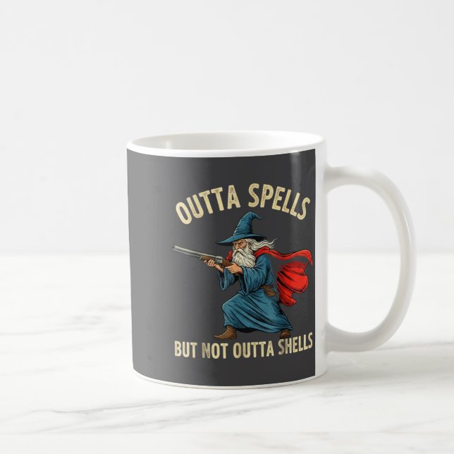Outta Spells But Not Shells Wizard Meme  Kaffeetasse (Rechts)