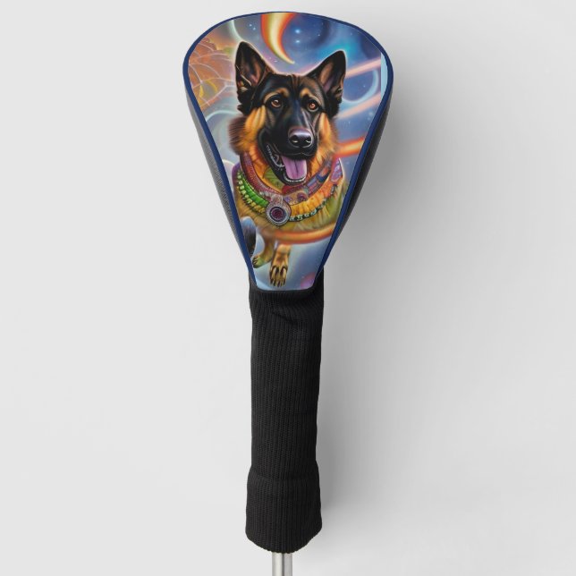 Outta This World Trippy German Shepherd Golf Headcover (Vorderseite)