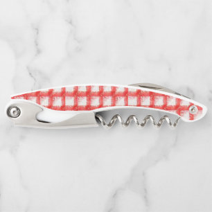 Ouverture de bouteille de tire-bouchon rouge et bl