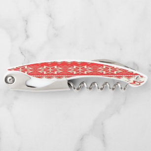 Ouverture de bouteille de tire-bouchon rouge et bl