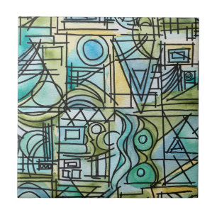 Ouvertüre-Handgemalte moderne geometrische Kunst Fliese