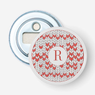 Ouvre-bouteille à bouton en tricot nordique ROUGE