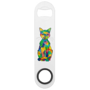 Ouvreur de bouteille de chat d'arc-en-ciel