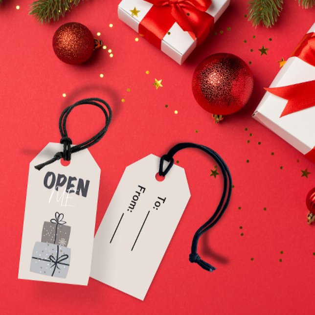 Ouvrez-moi ! étiquette cadeau de Noël (Open me! Christmas gift tag)