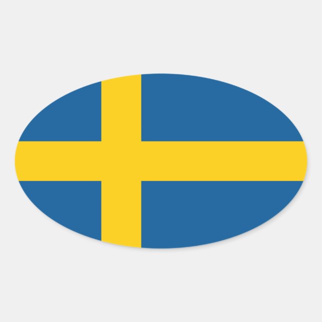 Oval-Aufkleber der schwedischen Flagge | Flagge Sc Ovaler Aufkleber (Vorderseite)