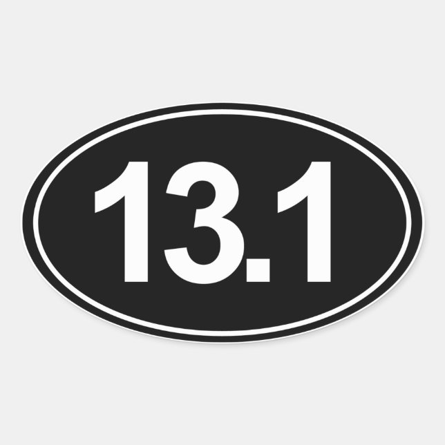 Oval-Aufkleber des Halbmarathon-13,1 (Schwarzes) Ovaler Aufkleber (Vorderseite)
