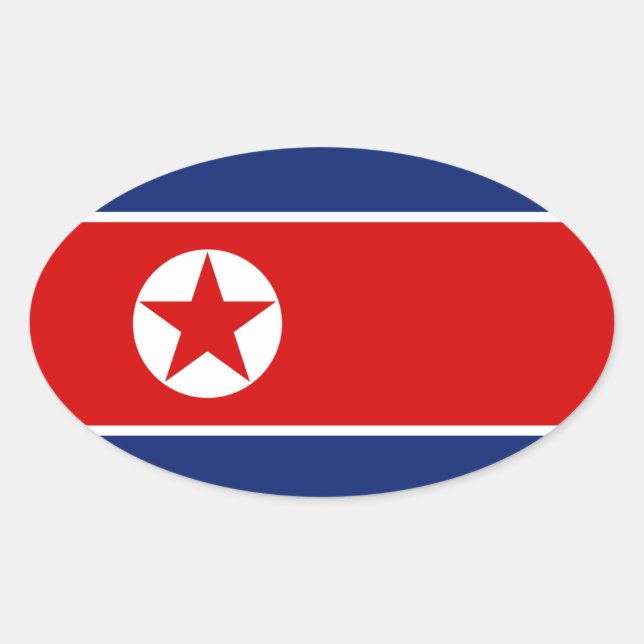 Oval-Aufkleber für die Flagge Nordkoreas Ovaler Aufkleber (Vorderseite)
