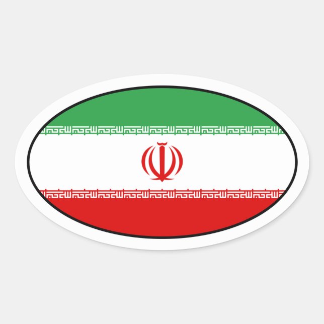 Oval-Aufkleber für die iranische Flagge Ovaler Aufkleber (Vorderseite)