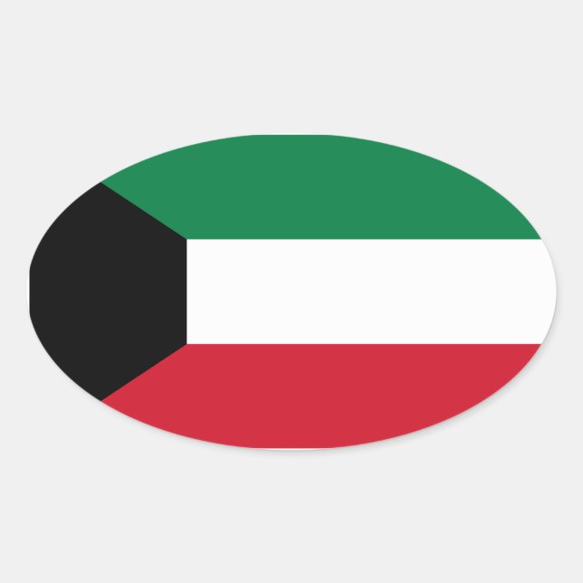 Oval-Aufkleber für die Kuwait-Flagge Ovaler Aufkleber (Vorderseite)