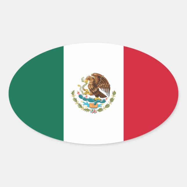Oval-Aufkleber für die mexikanische Flagge Ovaler Aufkleber (Vorderseite)