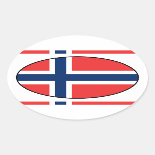 Oval-Aufkleber für die norwegische Flagge Ovaler Aufkleber