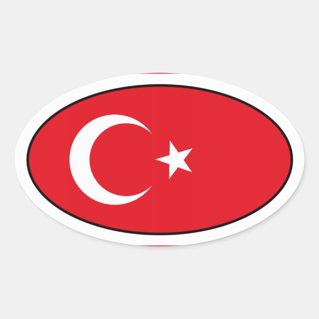 Oval-Aufkleber für die türkische Flagge Ovaler Aufkleber (Vorderseite)