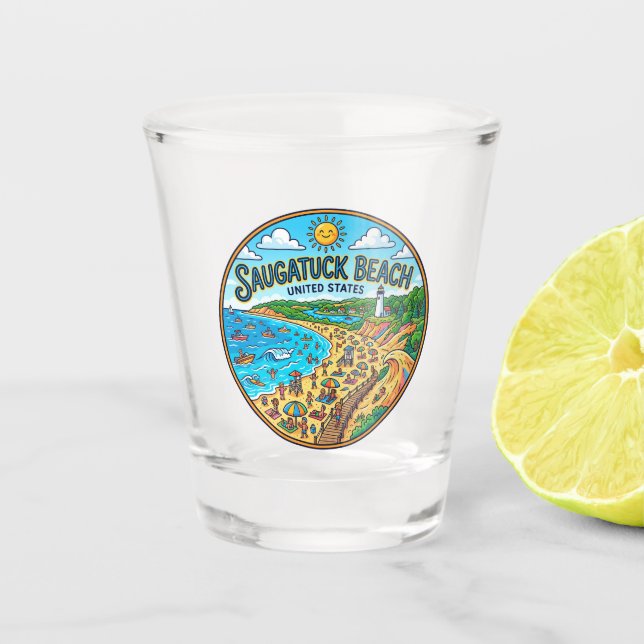Oval Beach Michigan Schnapsglas (Vorderseite)