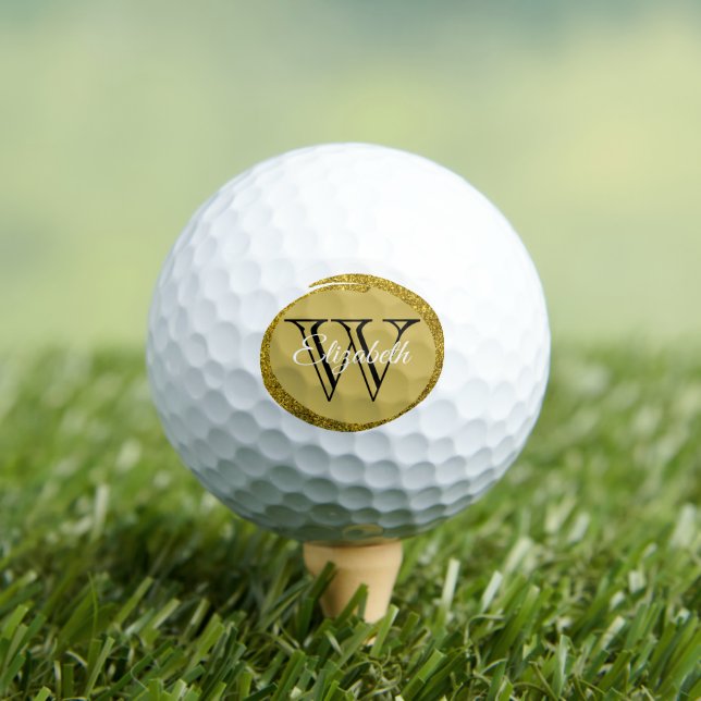 Oval Black Letter Monogram Glitzer Custom Golfball (Insitu T-Shirt)