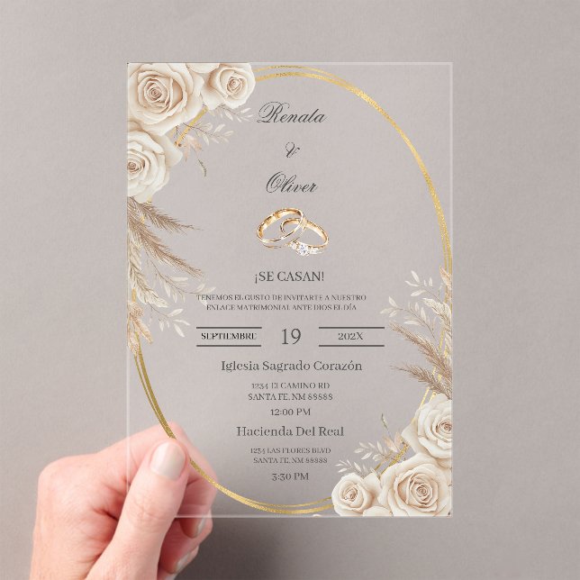 Oval Boho wedding ring Spanish Wedding Invitation Acryleinladungen (Insitu (Handheld))