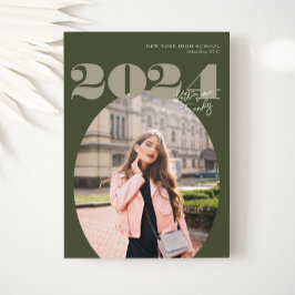 Oval Bold Modern Class of 2024 Foto Abschluss Einladung