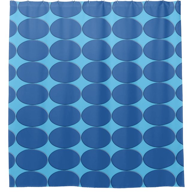 Oval Button - blau + Ihr Backgr. Ideen Duschvorhang (Vorderseite)