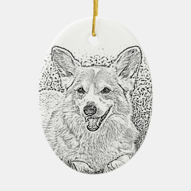 Oval Corgi Weihnachtsschmuck (Vorne)