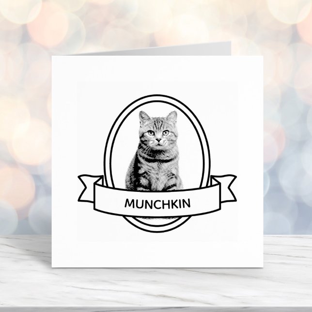 Oval Custom Pet Cat Foto und Name Ribbon Permastempel (Von Creator hochgeladen)