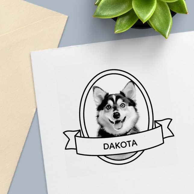 Oval Custom Pet Hund Foto und Name Ribbon Permastempel (Von Creator hochgeladen)