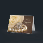 Oval Diamond Ring Rose Verlobung Ankündigung<br><div class="desc">Announce you are engagement ged to be married in style when you customize the elegant Oval Diamond Ring and White Rose Engagement Announcement Greeting Card with your own personal note or message inside. This classiy custom engagement announcement folded card feature a floral fotograph of an oval diamond engagement ring, pearl...</div>