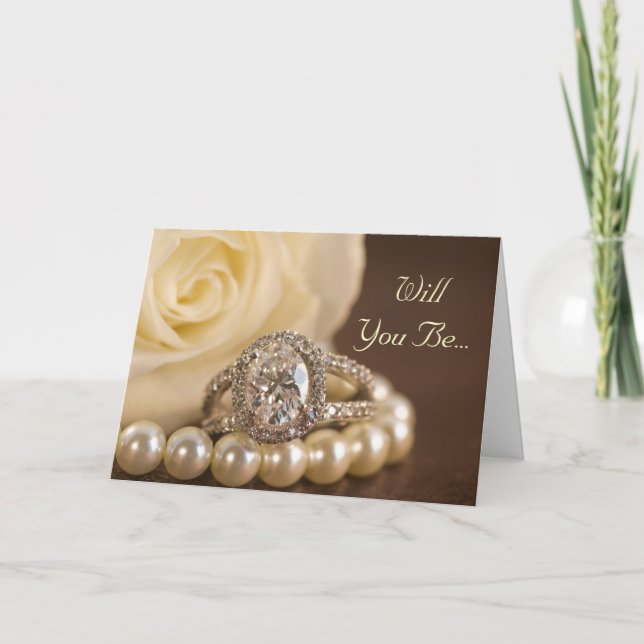 Oval Diamond Ring Rose werden Sie meine Bridesmaid Einladung (Vorderseite)