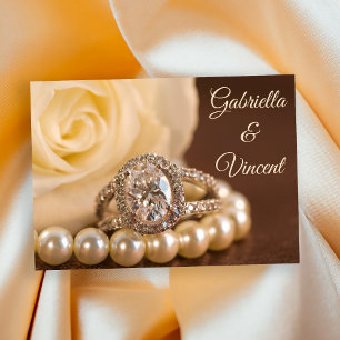 Oval Diamond Ring White Rose Hochzeit Einladung