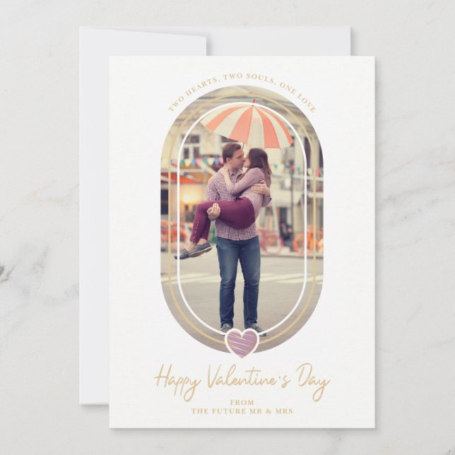 Oval Effect Purple Heart Happy Valentine's Day Save The Date (Vorderseite)