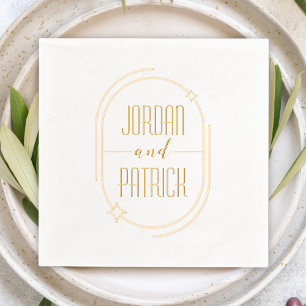 Oval Frame Stars Moderne geometrische Hochzeitsska Servietten Mit Folie
