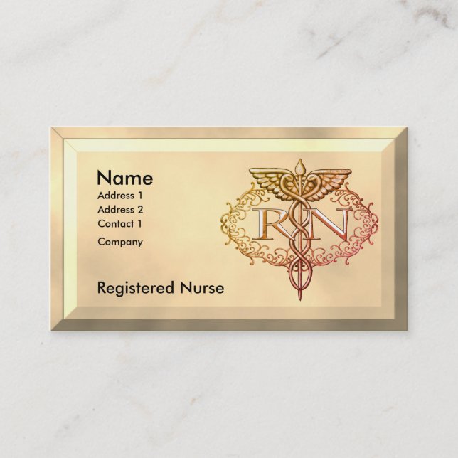 Oval Gold Caduceus RN Nurse Visitenkarte (Vorderseite)