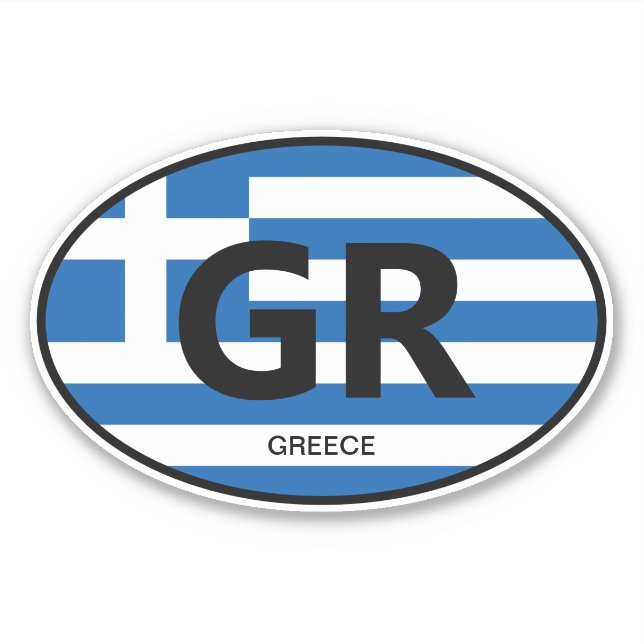 Oval griechische Flagge Vinyl Aufkleber für Auto u (Vorderseite)