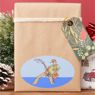 Oval große Aufkleber für Fischer