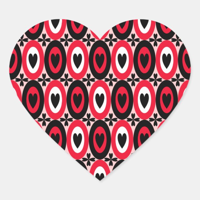 Oval Hearts Herz-Aufkleber (Vorderseite)