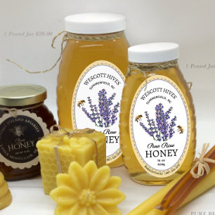 Oval Honey Label Lavender & Bees Queenline Jar Ovaler Aufkleber