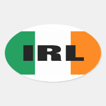 Oval-IRL-Aufkleber mit irischer Flagge
