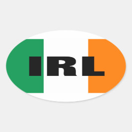 Oval-IRL-Aufkleber mit irischer Flagge Ovaler Aufkleber