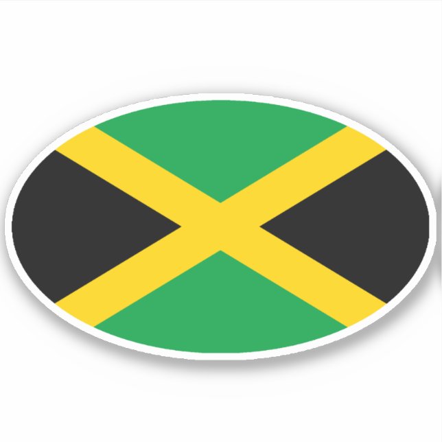 Oval jamaikanische Flagge Aufkleber (Vorderseite)