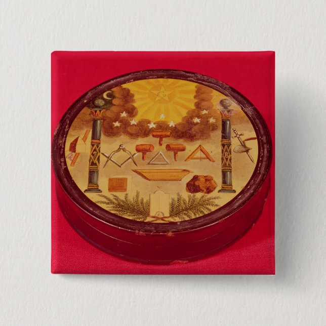 Oval malte Kasten, mit Symbolen der Freimaurerei Button (Vorderseite)