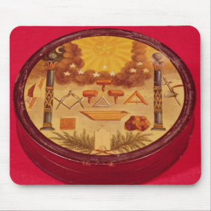 Oval malte Kasten, mit Symbolen der Freimaurerei Mousepad