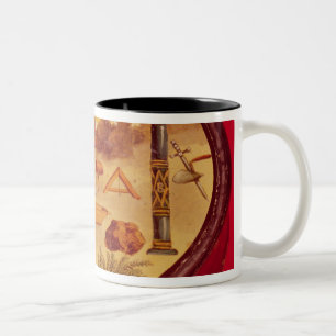 Oval malte Kasten, mit Symbolen der Freimaurerei Zweifarbige Tasse