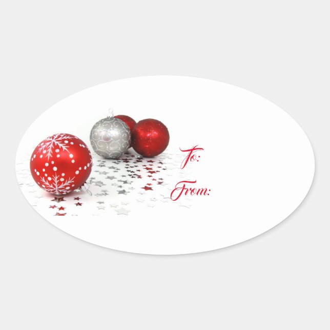 Oval Noël Ornements Cadeau Balise-cadeau Stickers (Devant)