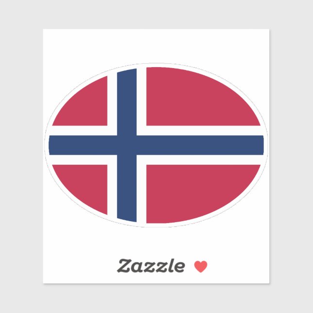 Oval Norwegische Flagge Aufkleber (Blatt)
