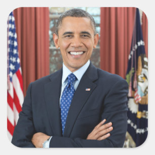 Oval Office Portrait, Obama Barack US-Präsident Quadratischer Aufkleber
