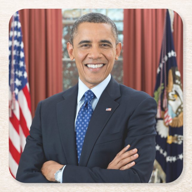 Oval Office Portrait, Obama Barack US-Präsident Rechteckiger Pappuntersetzer (Vorderseite)