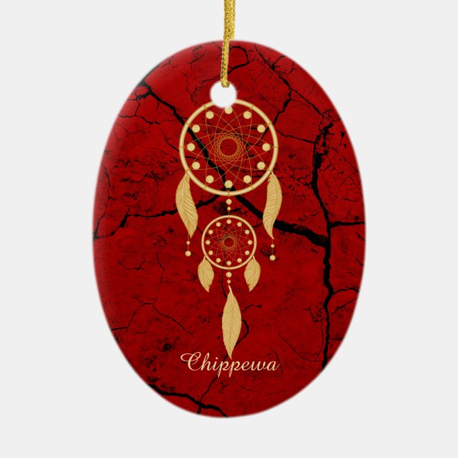 Oval Oranament Red Chippewa Keramikornament (Vorne)