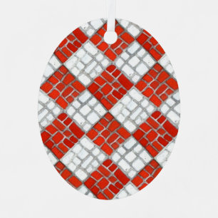 Oval Ornament RED KARO MOSAIC Metal Aus Metall