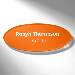 Oval Professionelles Namensschild Ohne Logo Orange Namenschild