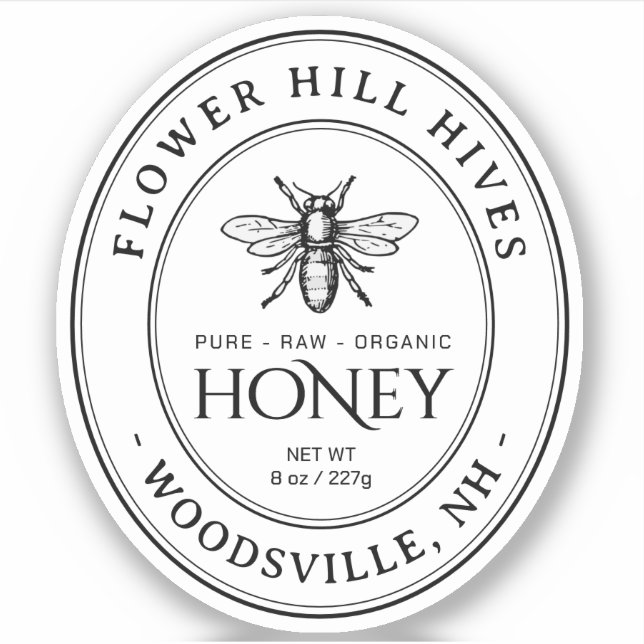 Oval Queenline Honig Schwarzer Text klar oder weiß Aufkleber (Vorderseite)