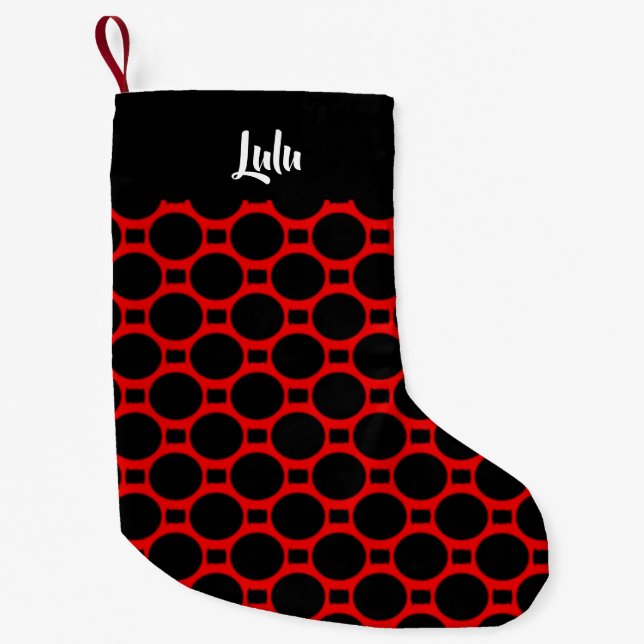 Oval rotes Schwarz Kleiner Weihnachtsstrumpf (Vorderseite)
